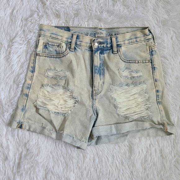 American Eagle Light Wash Distressed Denim Mom Shorts NWT SZ 0 - Picture 15 of 16